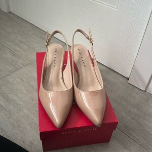 Beige nude color kitten heels